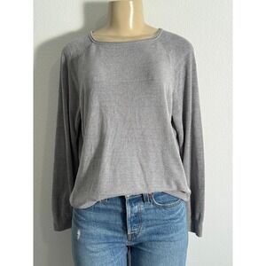Barefoot Dreams Sweater Medium Gray CozyChic Ultra Lite Pullover Raglan Knit